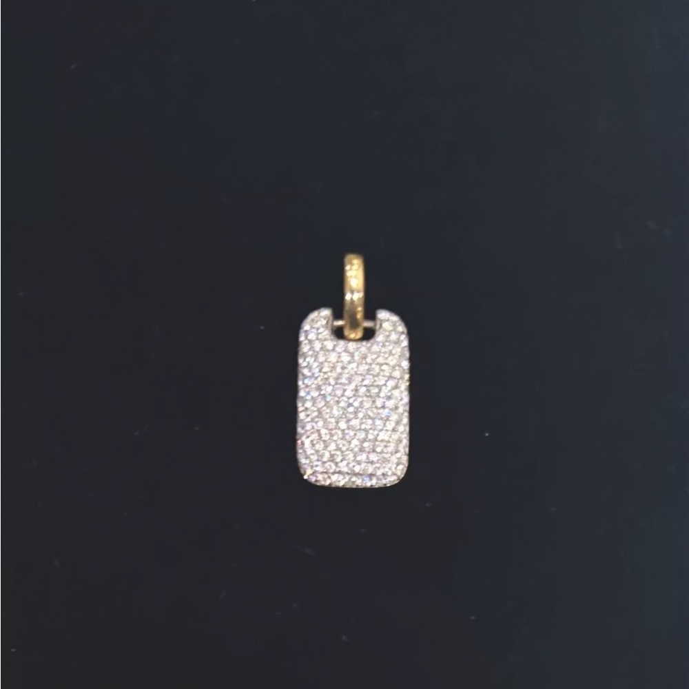 Bez Ambar - Twinkle Dog Tag White Diamond and 18K Gold Pendant- Customized